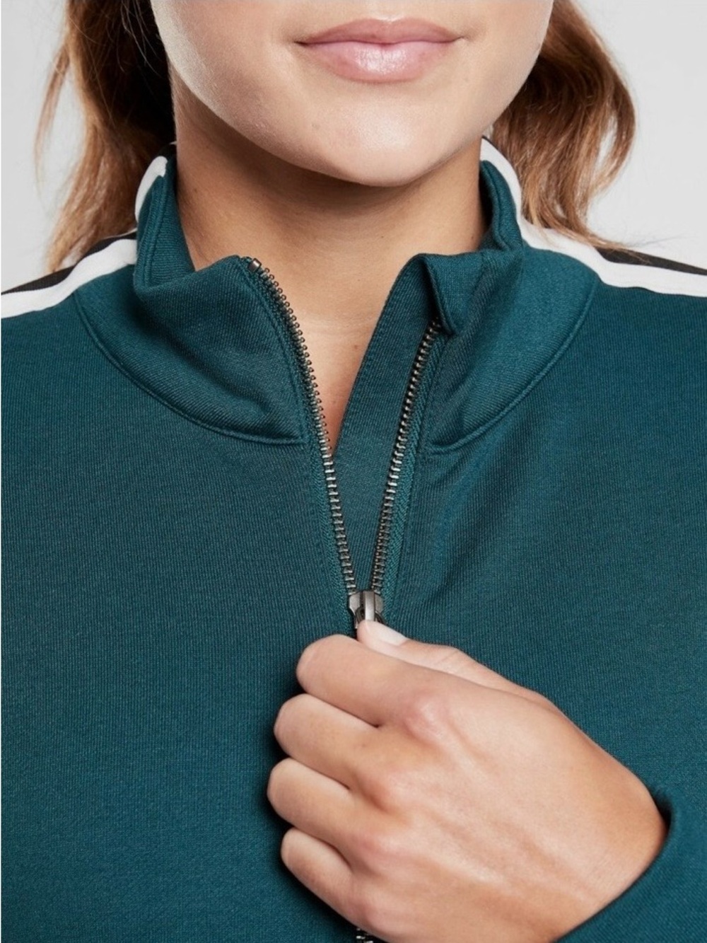 Athleta Crosstown Quarter-Zip Teal Track Dress Size Medium - Picture 4 of 15